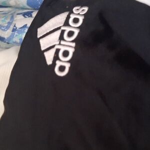 Adidas Black Joggers with White Stripes